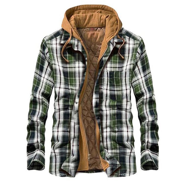 Mens Winter Plaid Thick Casual Jacket