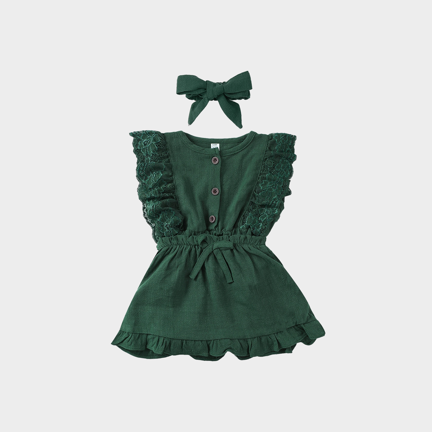 Luxe Lace-Trimmed Linen Baby Girl Romper Set REAL SILK LIFE