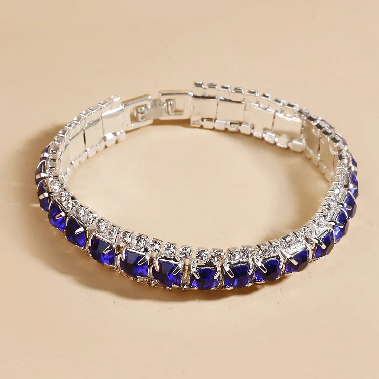 Wedding Blue Multi-row Rhinestones Elegant Bracelet  Flycurvy [product_label]