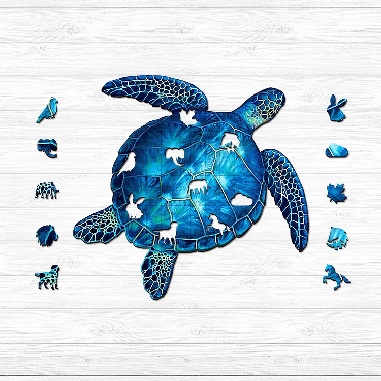 Ericpuzzle™ Ericpuzzle™ Blue Sea Turtle Wooden Jigsaw Puzzle