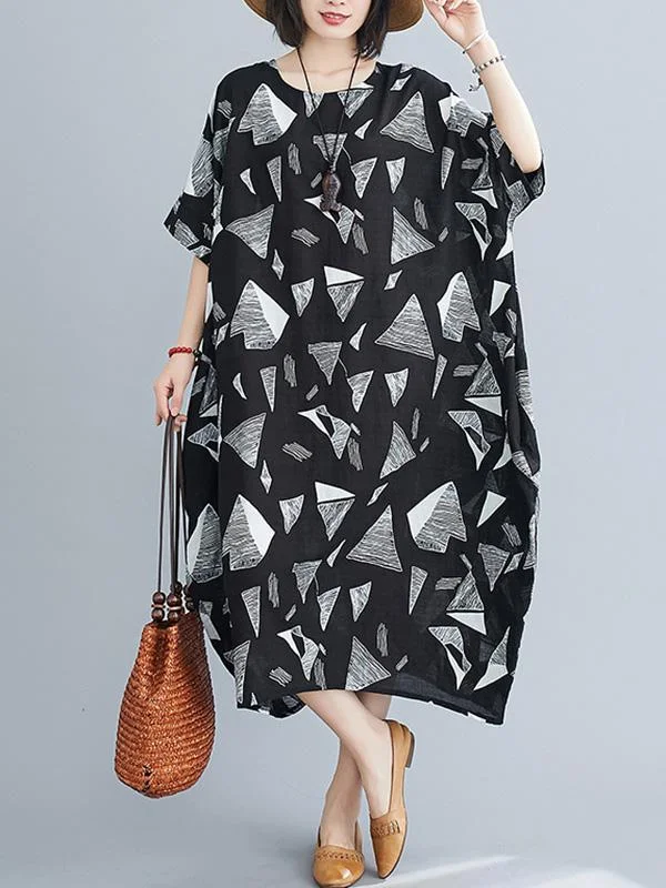 Loose Triangle Printed Midi Dress
