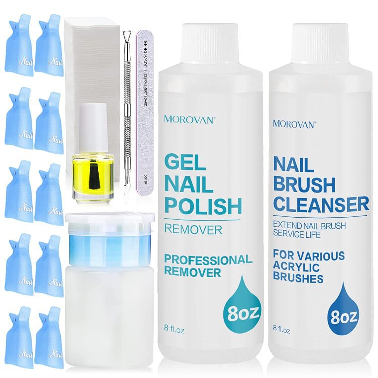 Morovan Gel Nail Polish Remover & Nail Brush Cleanser Kit NPR02
