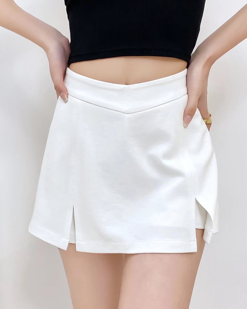 Front Slit Shorts Skirt With Lining