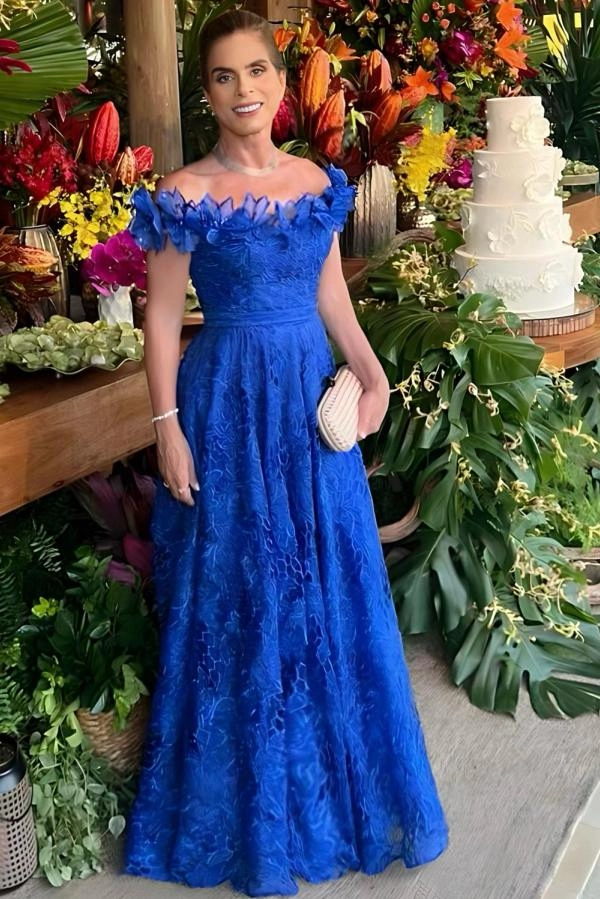 Daisda Royal Blue Off-The-Shoulder Sleeveless Strapless Long A-Line Mother Of The Bride Dress