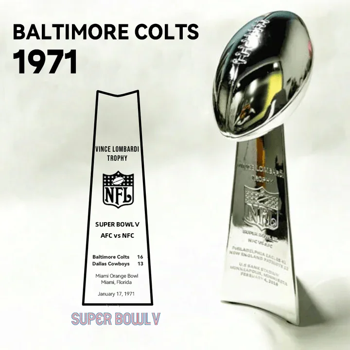 [NFL]1971 Vince Lombardi Trophy, Super Bowl 5, V Baltimore Colts