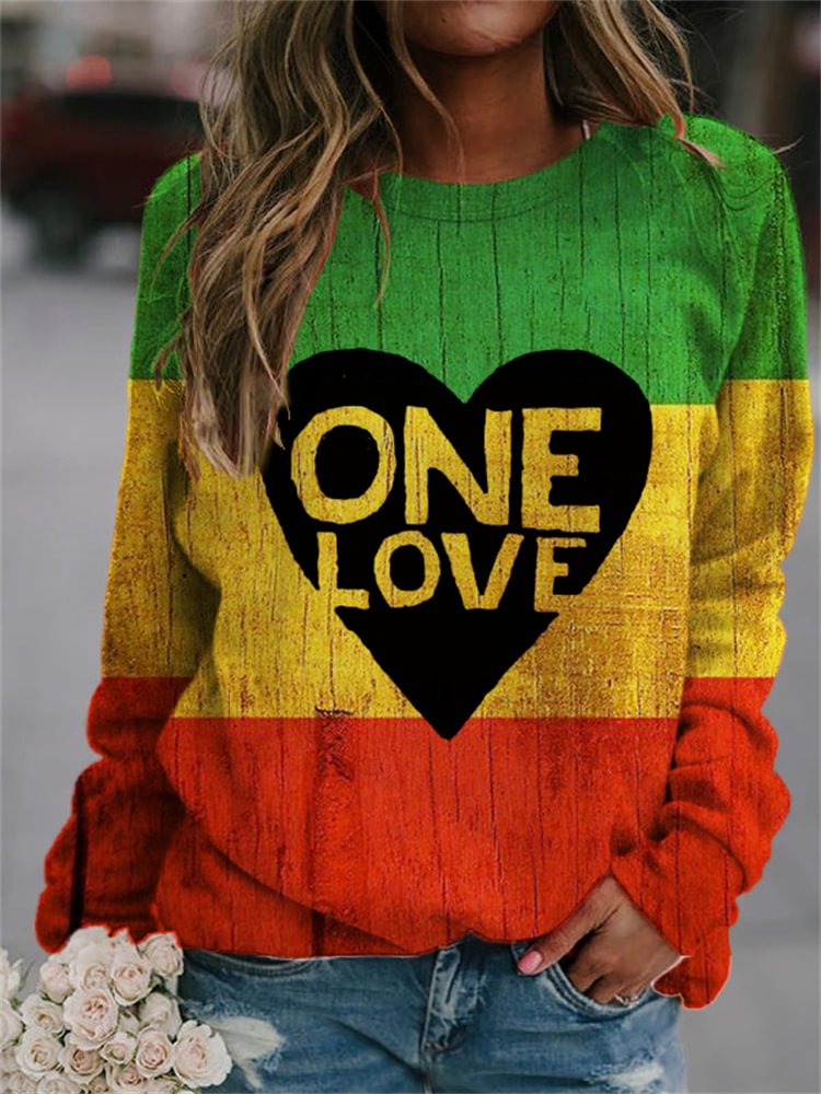Black Pride One Love Heart Colorblock Sweatshirt