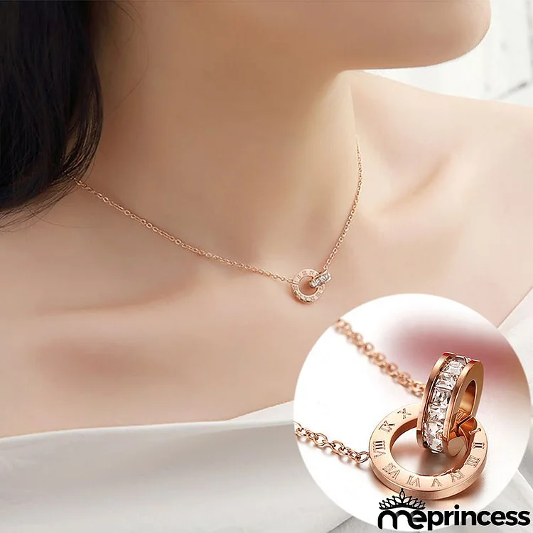 Women's Creative Double Ring Titanium Steel Necklace