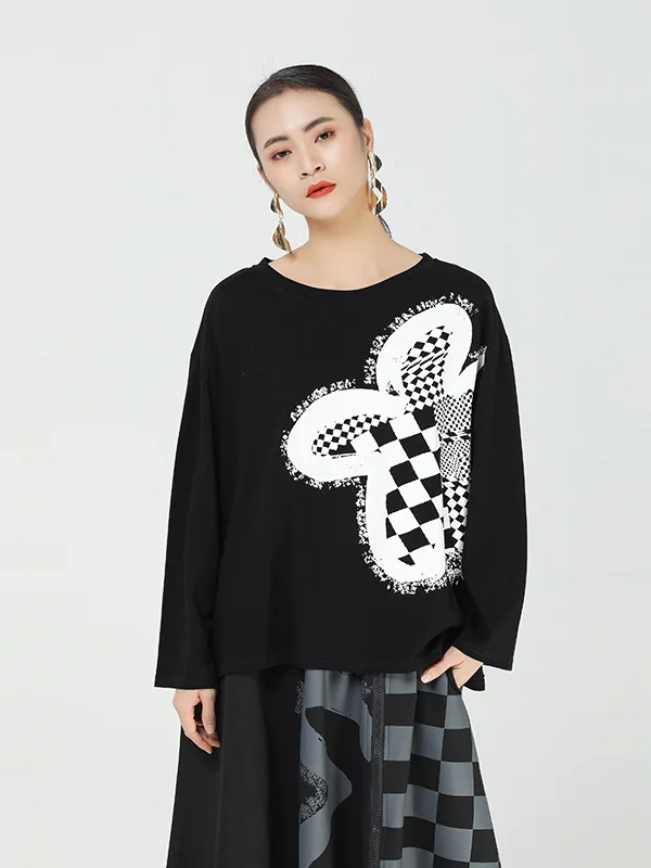 Women Round Neck Printed Casual Sweatshirt