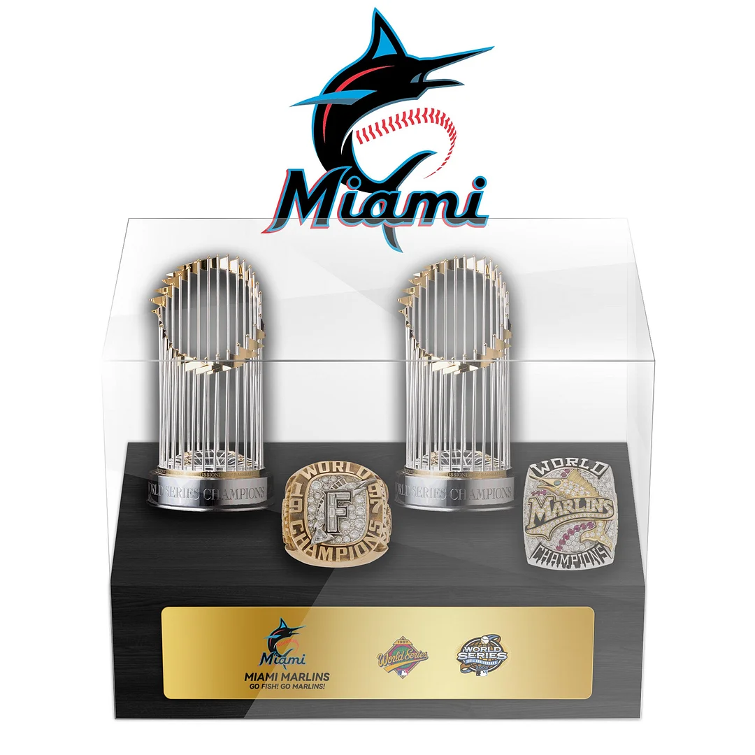 Florida Marlins MLB World Series Championship Trophy And Ring Display Case