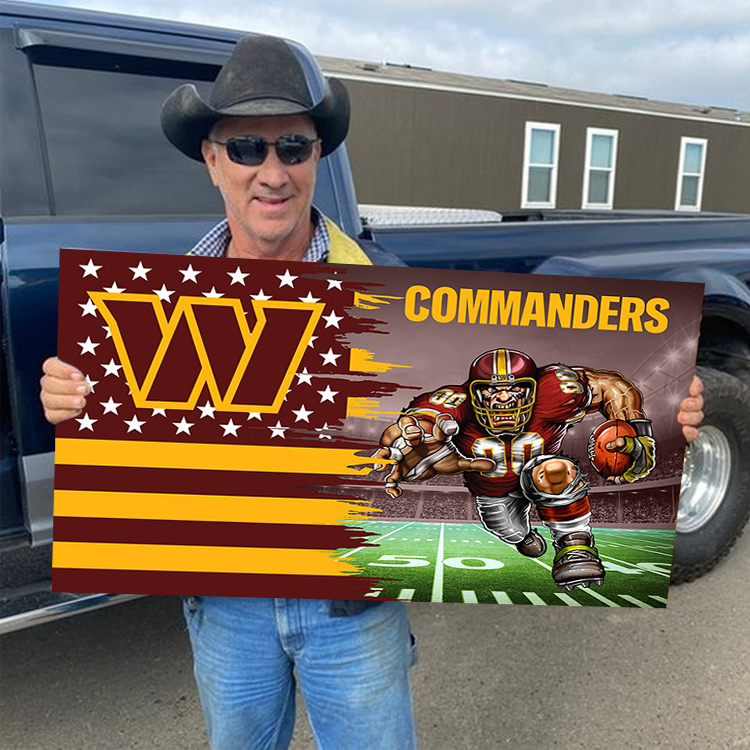 Washington Football Team Mascot Wood Flag