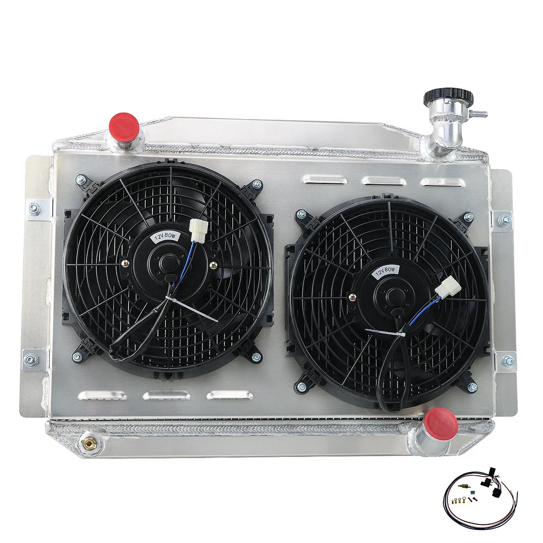 Alloyworks 4 Row Aluminum Radiator Shroud Fan For 1955 1956 1957 1958 1959 1960 Chevy Corvette 4.6L V8 MT