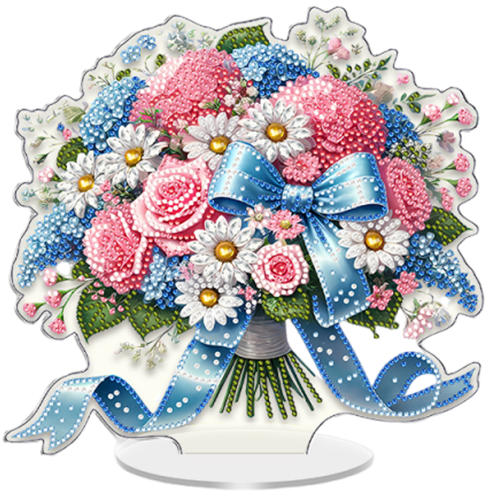 Eiflow Desktop Diamond Art Kit – Hortensien-Motiv Zum Aufstellen, Inkl. Acryl-Basis & Werkzeug