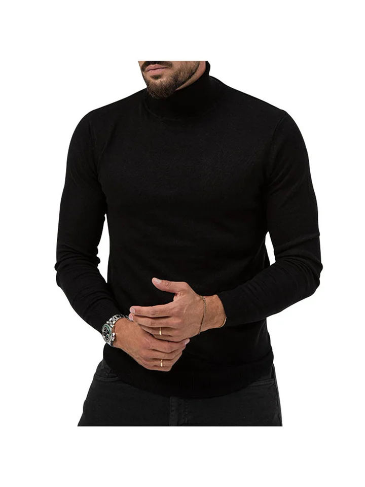 Casual Solid Color High Elastic High-neck Knitted Cashmere Sweater Thickened Youth Men's Long-sleeved Warm Bottoming Clothes