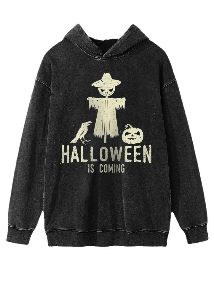 Men's Halloween Is Coming Scary Scarecrow Print Hooded Sweatshirt