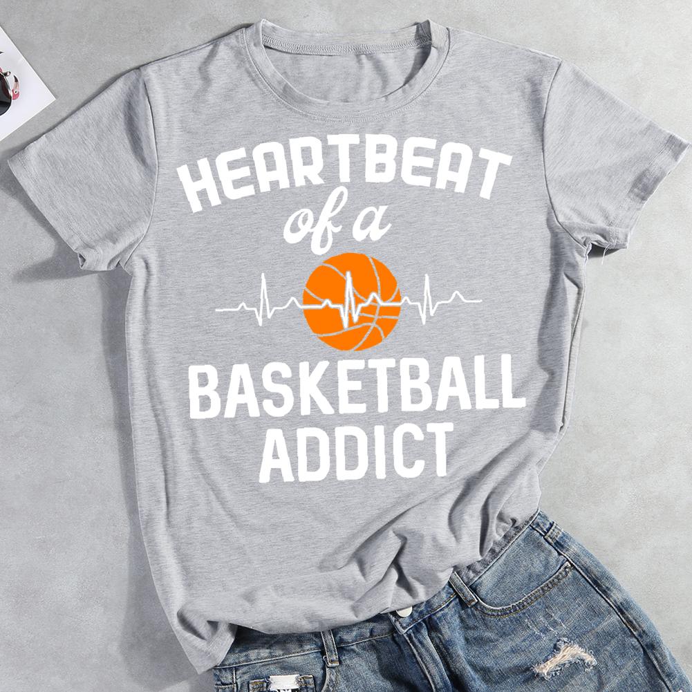 heartbeat of a basketball addict Round Neck T-shirt-0022862-Guru-buzz