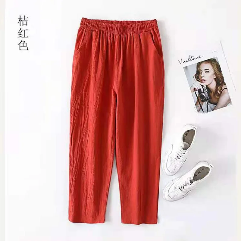 Cotton and Linen Capris Pants Women's Casual Pants 2022 Summer Loose Thin Loose Radish Pants Harem Pants