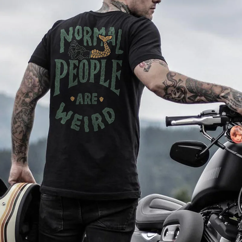 NORMAL PEOPLE ARE WEIRD printed men's T-shirt designer -  