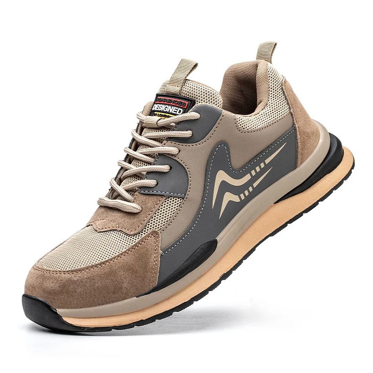 Safety Shoes Steel Toe Cap Shoes Work Trainers For Men-Brown Radinnoo.com