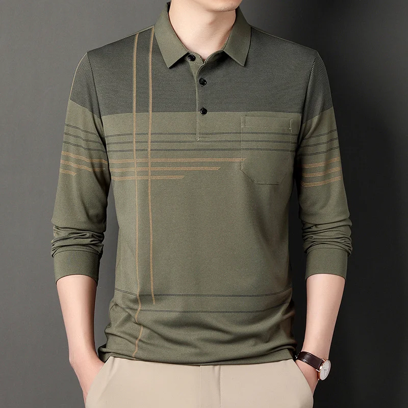 Letclo™ Men's Business Long Sleeve Polo Shirt letclo Letclo