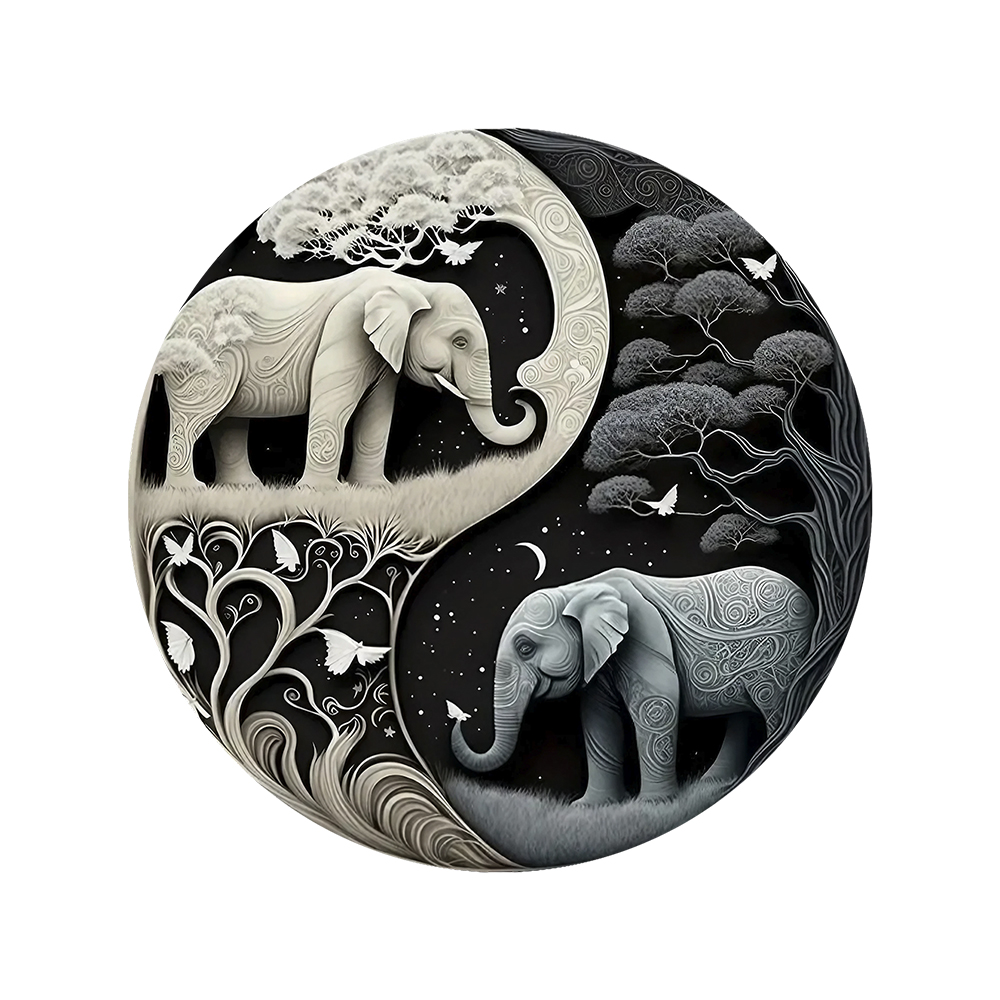 Elephant Yin Yang Wooden Jigsaw Puzzle