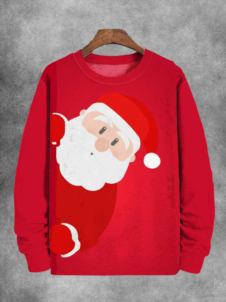 Casual Santa Claus Sequins O Neck Sweats