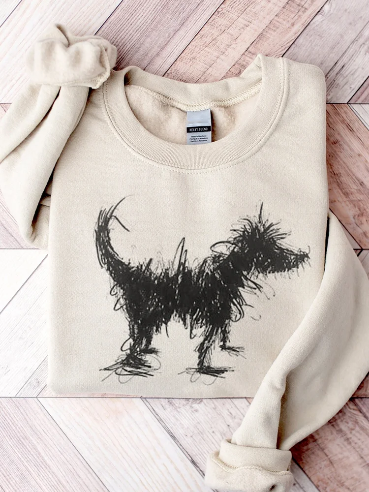 Women's Fun Plush Dog Art Comfortable Sweatshirt