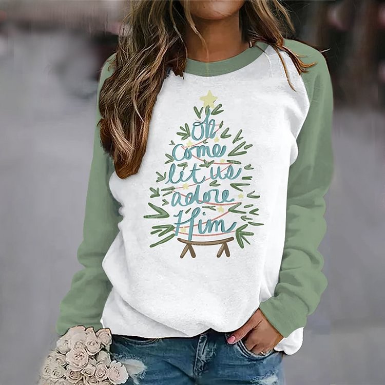 Comstylish Oh Come Let Us Adore Him Christmas Sweatshirt