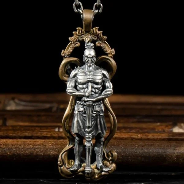 Sterling Silver Heavenly King Vajra Protector Pendant Necklace