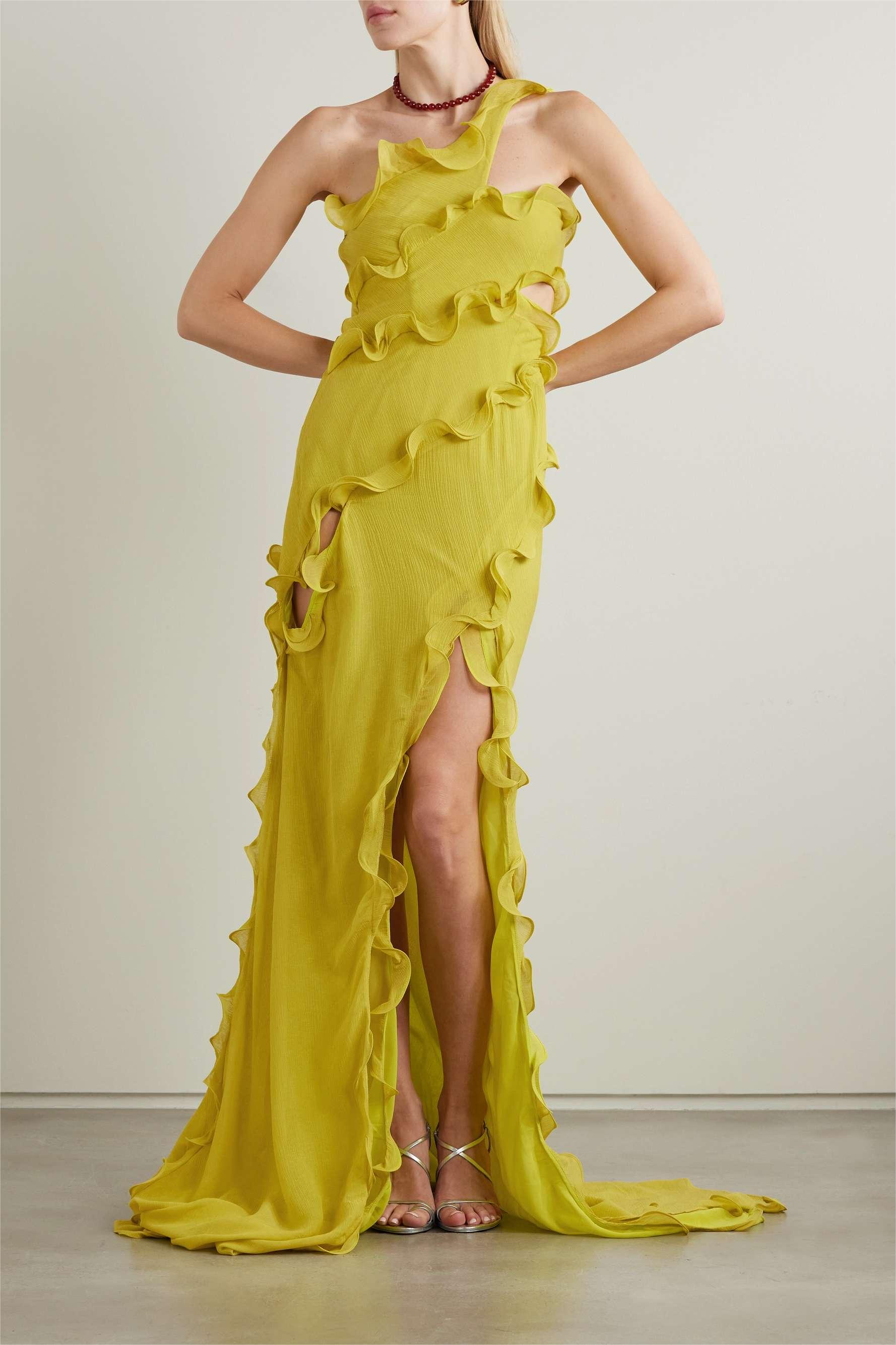 Floral Frill Split Maxi Dress