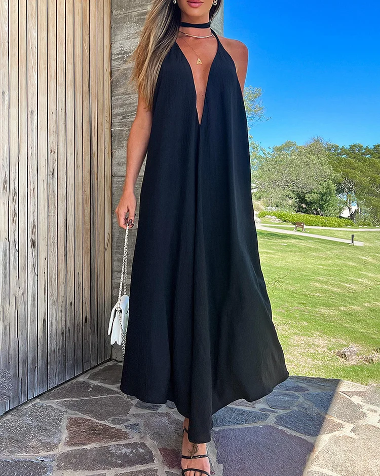 Fashion casual halter neck loose dress