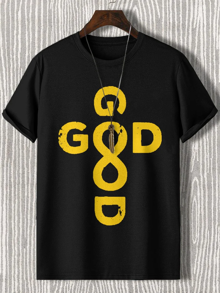 Men's God Is Always Good Print Cotton Casual T-Shirt