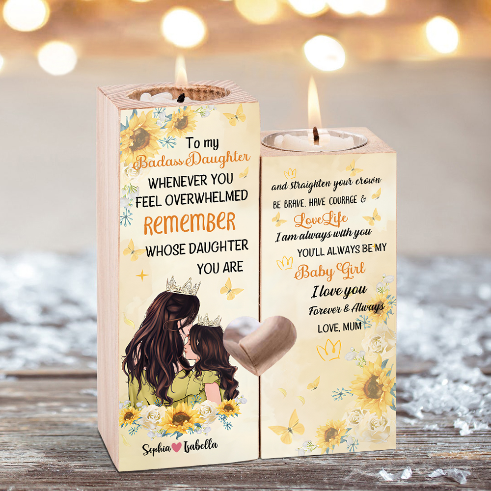 To My Badass Daughter Customised 2 Names Candle Holder "You'll Always