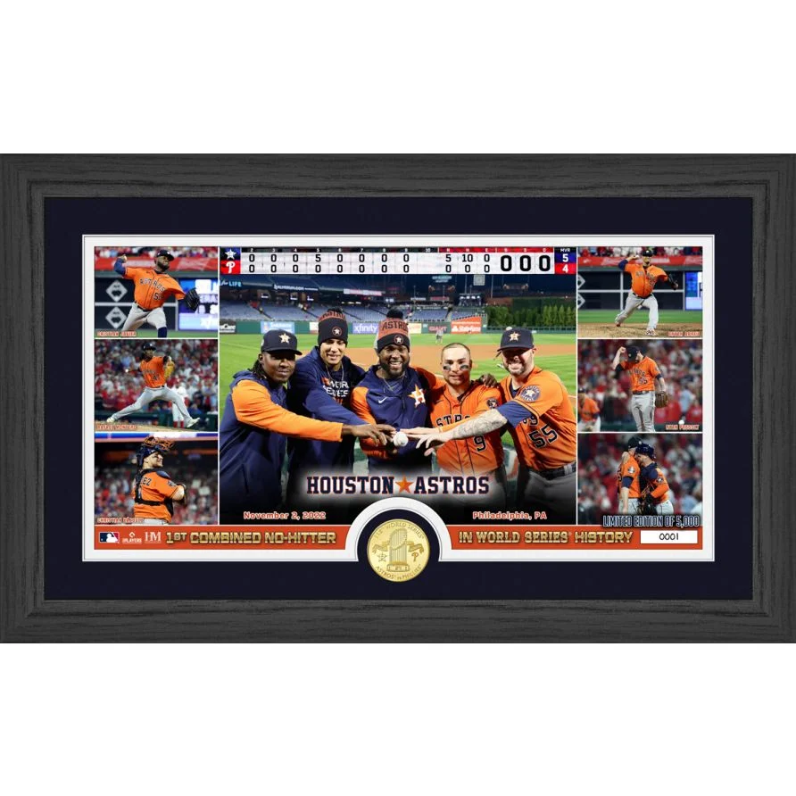 Houston Astros 2022 World Series No Hitter Coin Pano Photo Mint （MEASURES 12" X 20"）