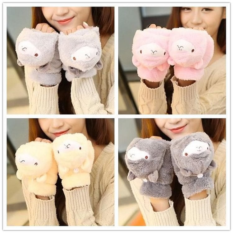 4 Colors Fluffy Alpaca Open Finger Gloves SP1811870