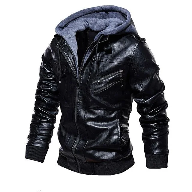 Mens Leather Jackets Winter New Casual Motorcycle PU Jacket