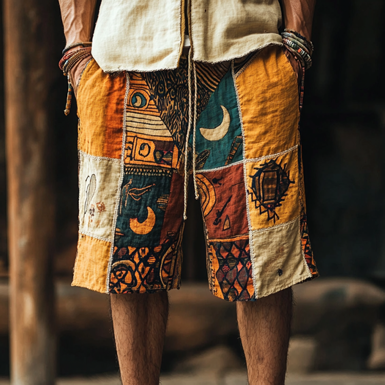 Linen Tribal Pattern Shorts