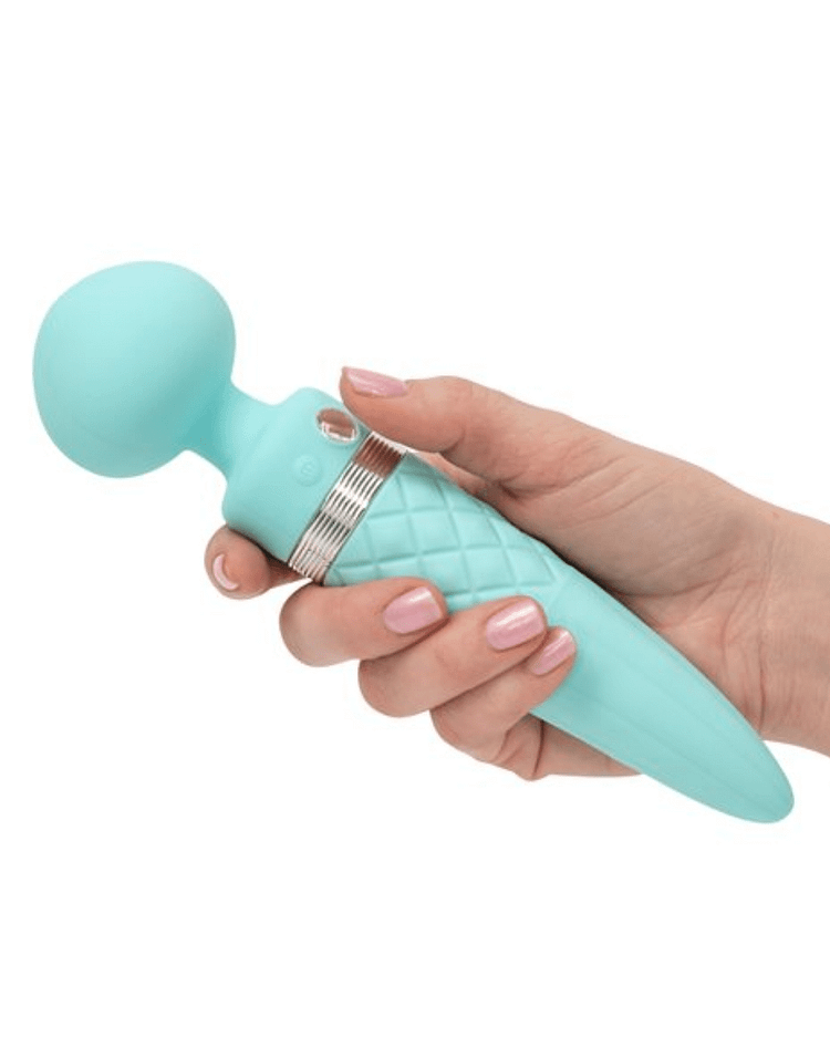 pornhint Pornhint Pillow Talk Sultry Warming Double Ended Wand Vibrator - Teal