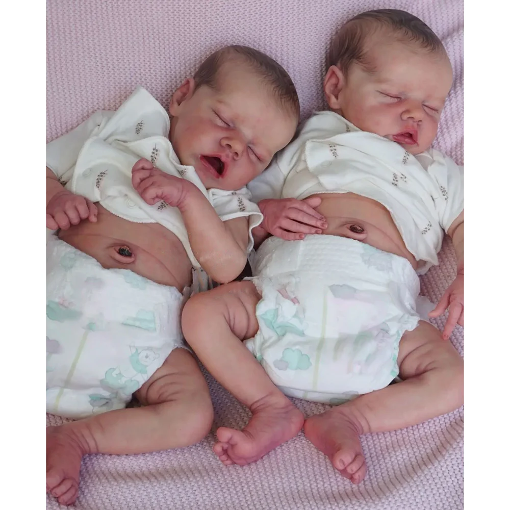 [New!]12'' Soft Silicone Body Reborn Eyes Closed Baby Twins Sisters Named Anday and Somay Reborn Hand-painted Hair Doll Girls -Creativegiftss® - [product_tag] RSAJ-Creativegiftss®