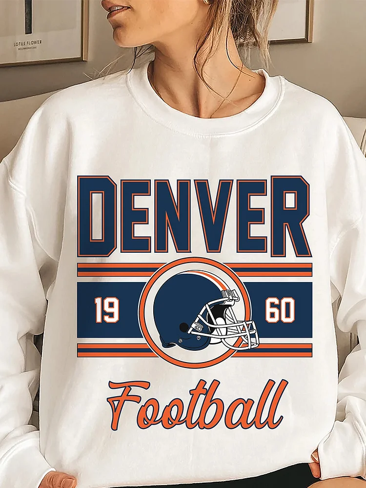 Vintage Denver Football Round Neck Sweatshirt
