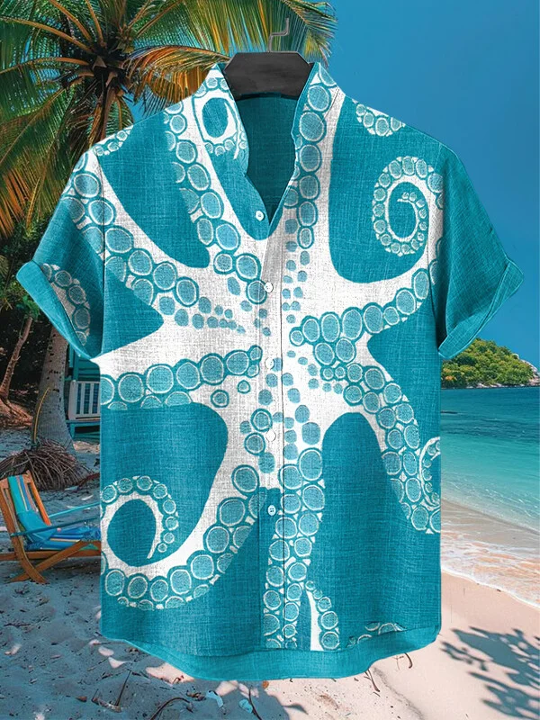 Men's Octopus Art Print Casual Shirt