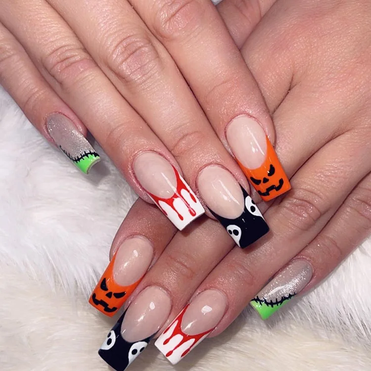 Halloween Ghost Blood Pumpkin Press-On Nails
