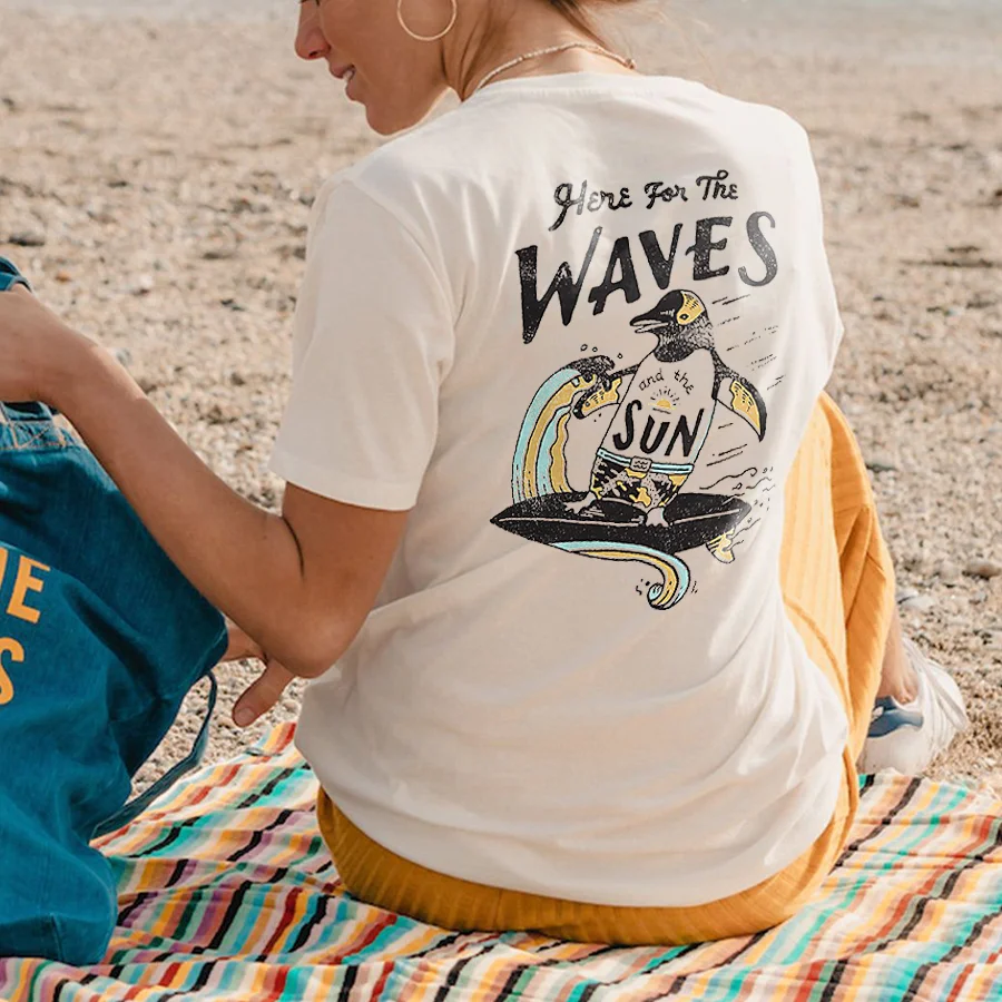 Here For The Waves Printed Women's T-shirt