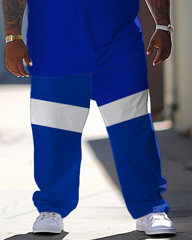 Men's Large Simple Letter Printed T-shirt Pants Set