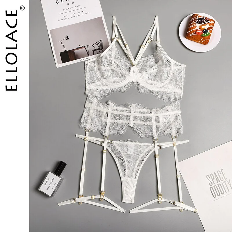 Uaang Ellolace Erotic Set Lace Lingerie Sexy Transparent Piece Bitch