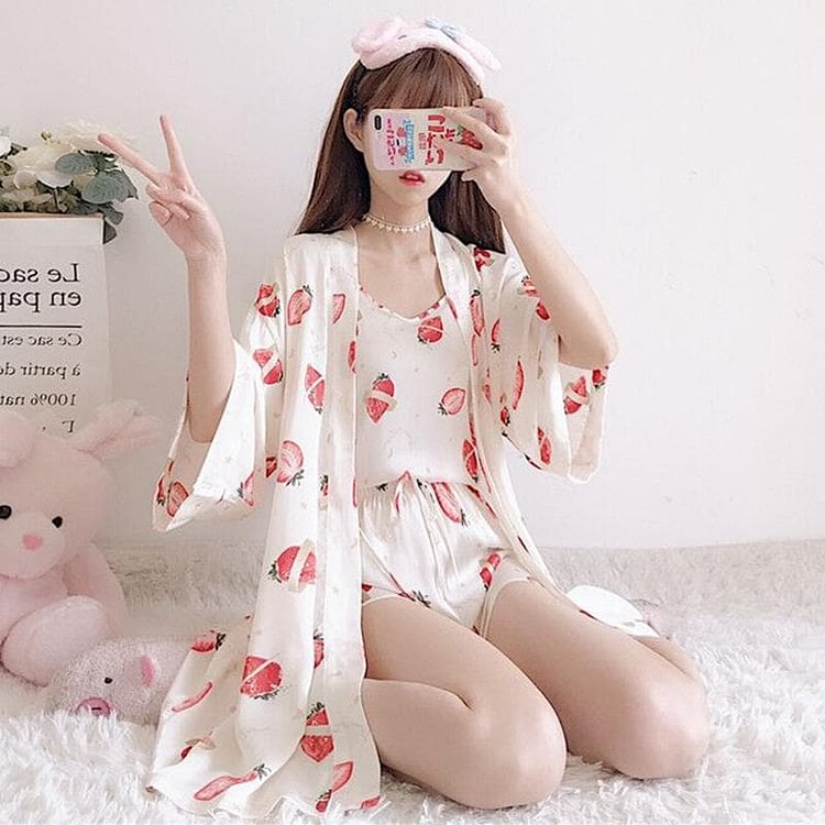 Kawaii Strawberry Three-Piece Homewear SP14122
