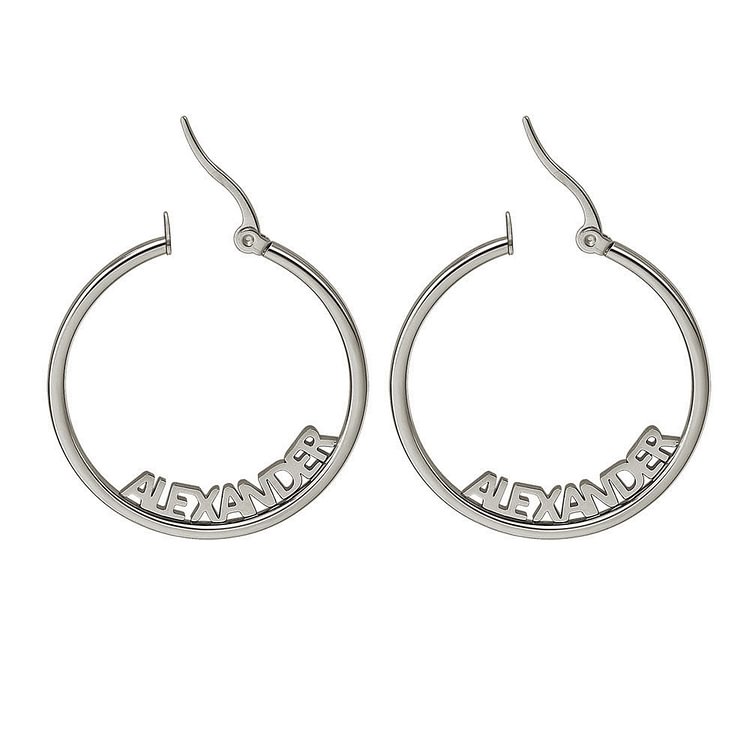 Personalized Custom Name Pair Hoop Earrings
