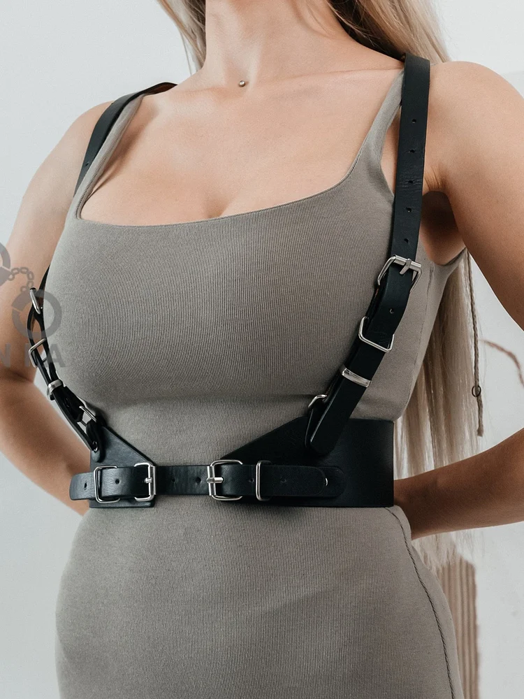 pornhint Pornhint Black Wide belt, wide Harness, simple wide harness, Waist harness, leather body harness, Leather fetish, body belts, genuine leather belt leather body harnesses for women