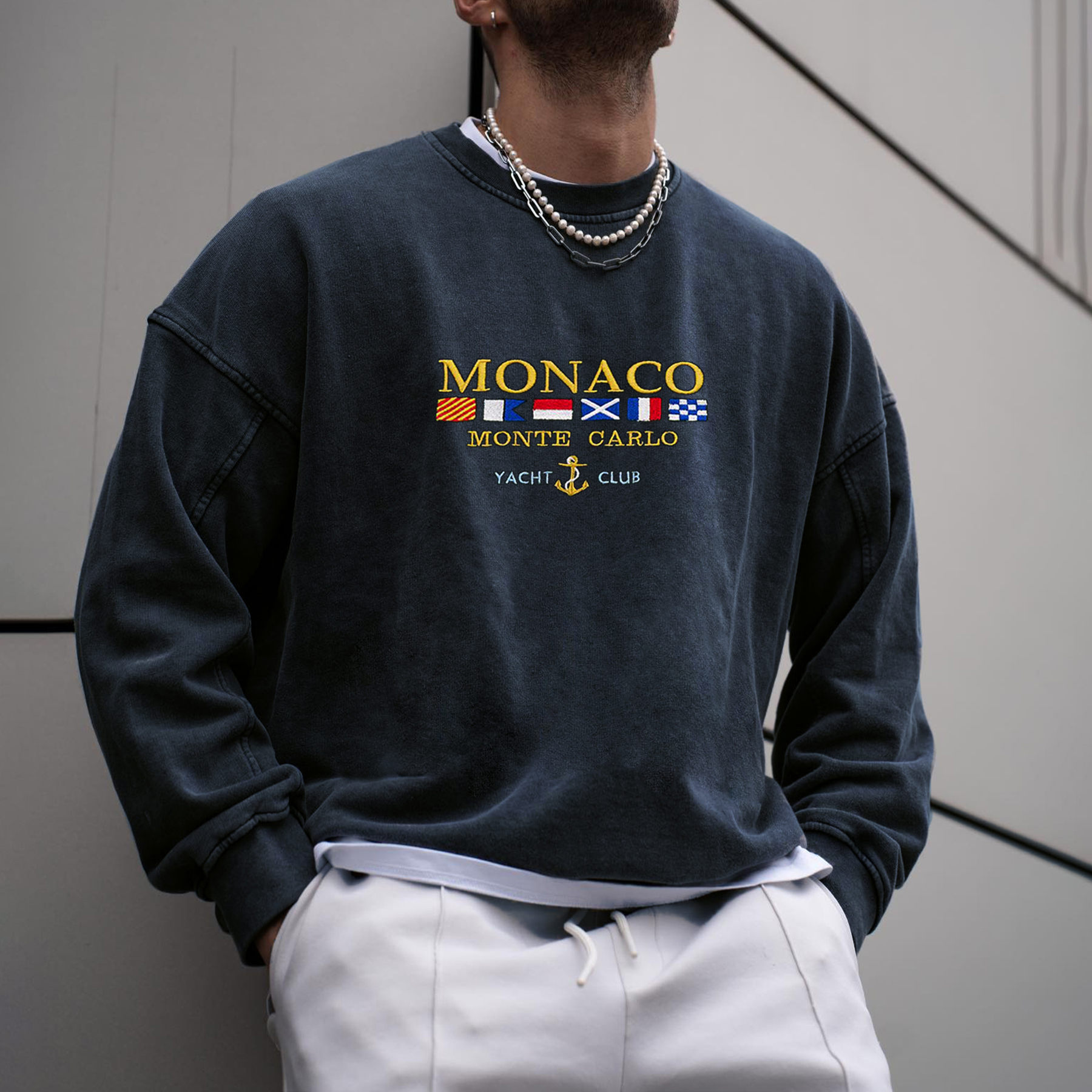 Vintage Unisex Monaco Monte Carlo Yacht Club Sweatshirt Unisex Vintage Sweatshirt / [blueesa] /