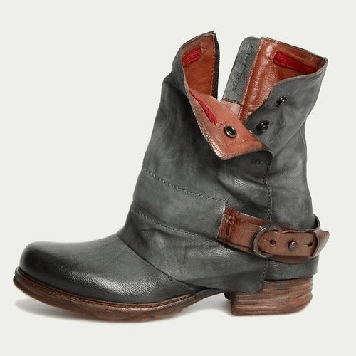 VCSHOES Wide Calf Low Heel Martin Boots