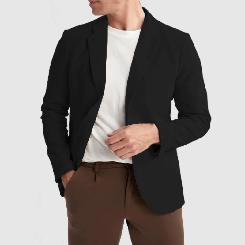 Men's Lapel Long Sleeve Two Button Basic Blazer